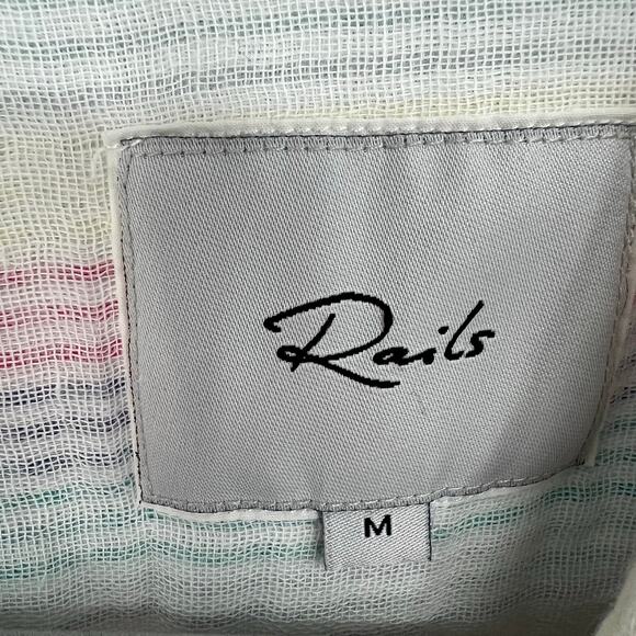 Rails Iris Stripe Ellis Shirt Women's Size M Multicolor 100% Cotton Gauze Button - Picture 8 of 12